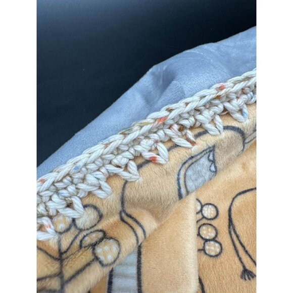 Baby Blanket Elephants Stars Handmade Orange Gray Gender Neutral Soft 27 X 34 - Picture 6 of 11